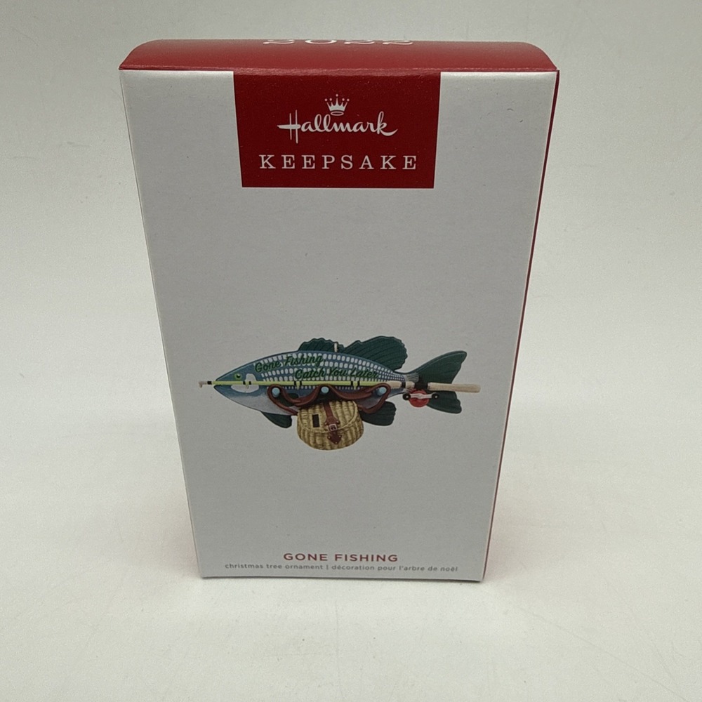 Hallmark "Gone Fishing" Fishing Rod & Fish 2022  Keepsake Ornament -- NEW